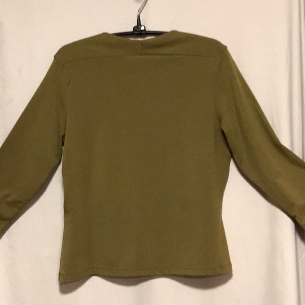Hillard and Hanson Olive V-neck Top Size M - Picture 4 of 6